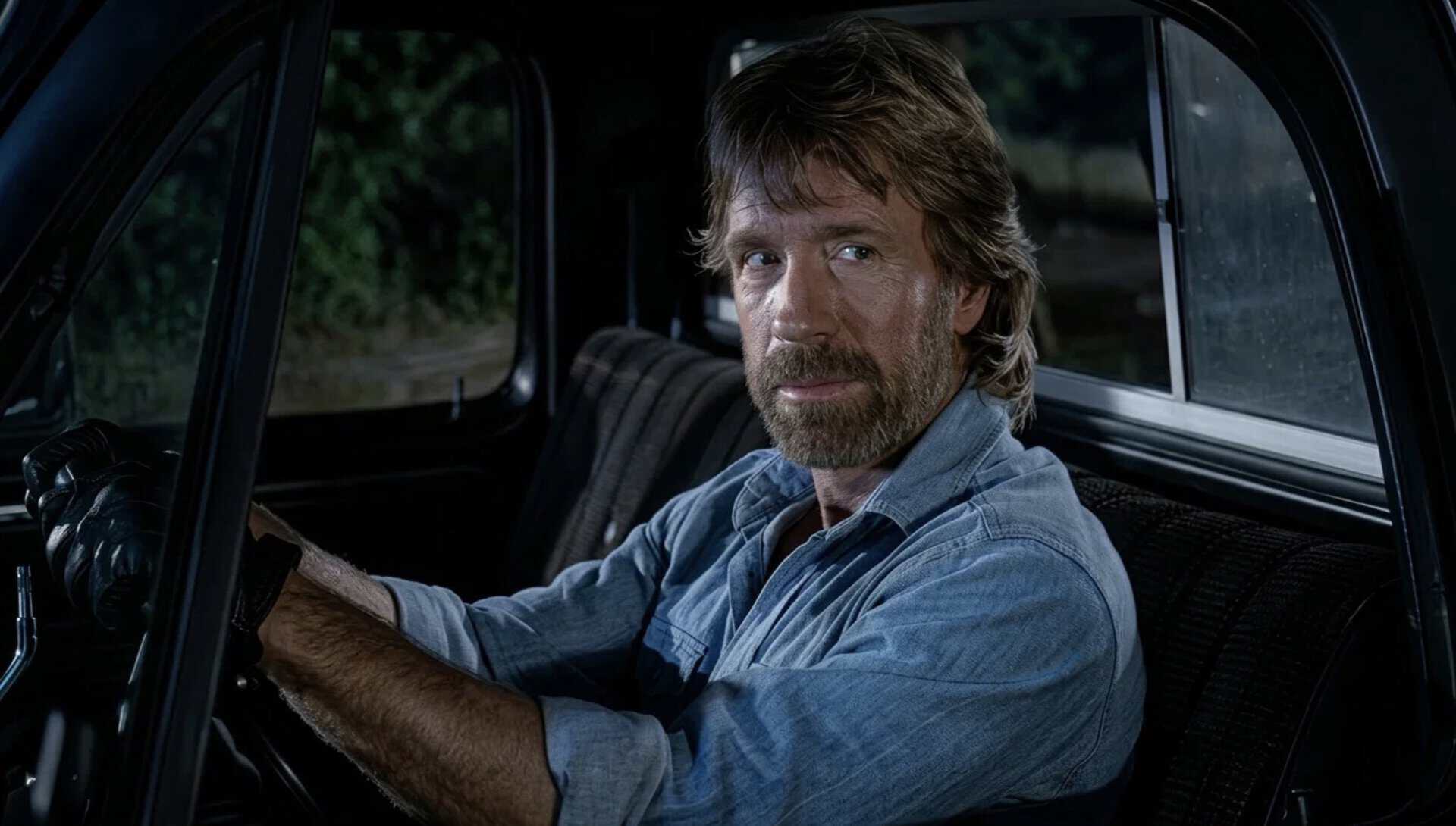 Invasion U.S.A. (1985) Chuck Norris som sit i bilen