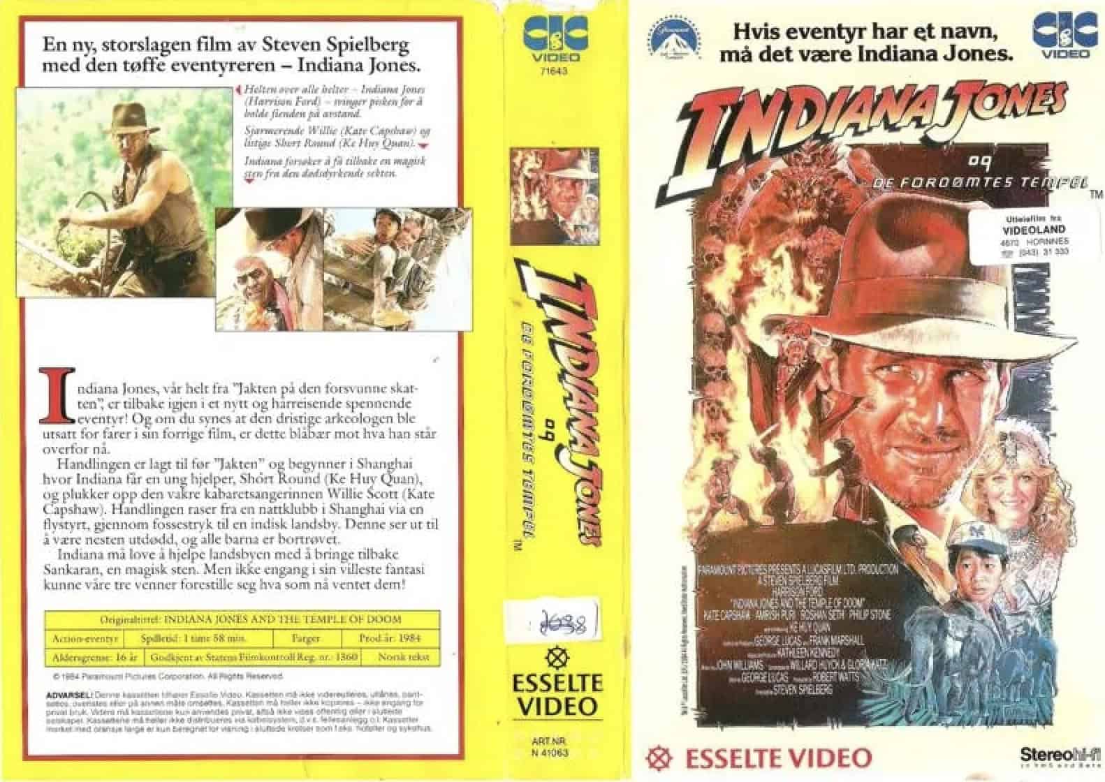 Esselte VHS cover Indiana Jones of the Temple of Doom