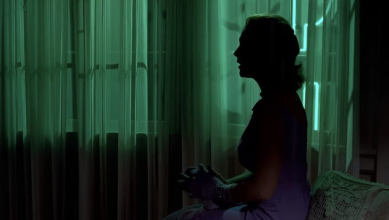 Det flotte scena med grønt i Vertigo (1958).