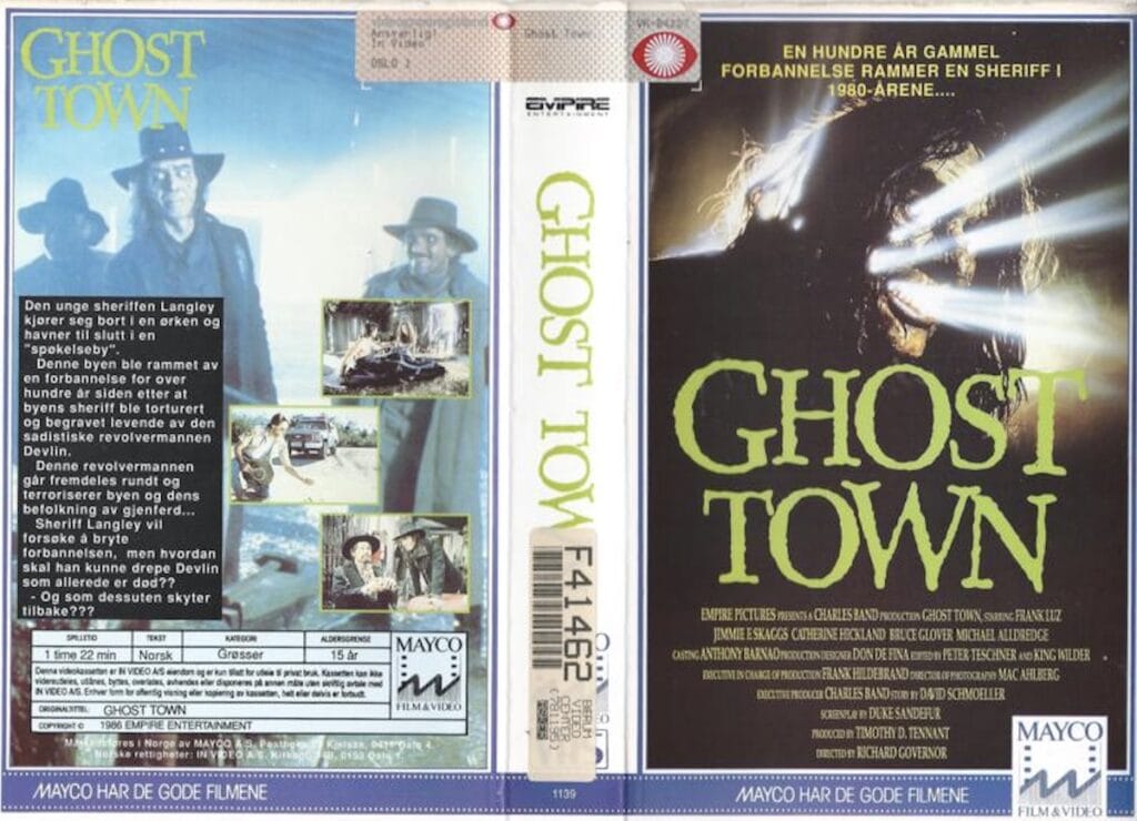 Kultfilmen Ghost Town sitt norske VHS cover