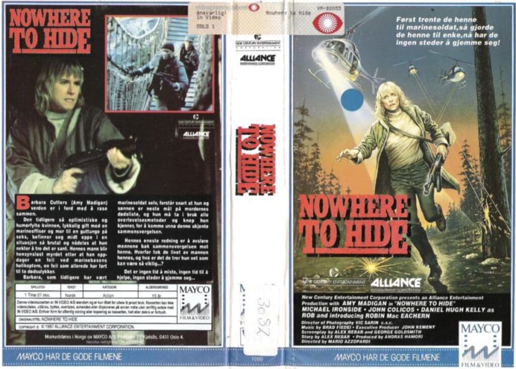 Det norske VHS-coveret av Nowhere to Hide (1989)