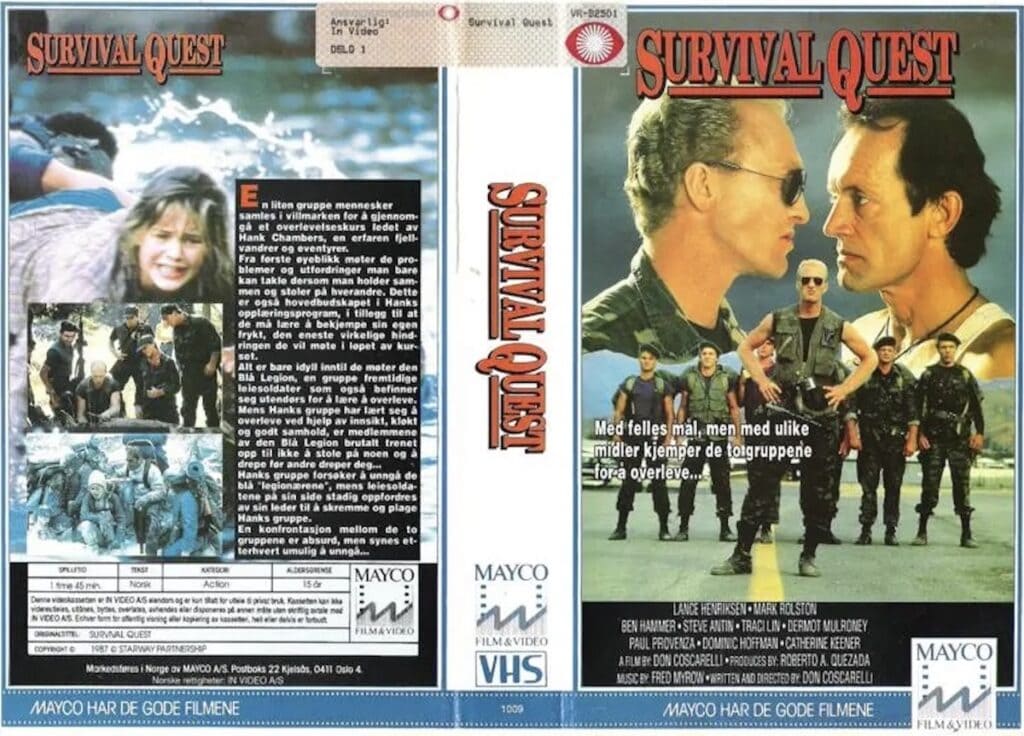 Det norske vhs-coveret av Survival Quest (1989)