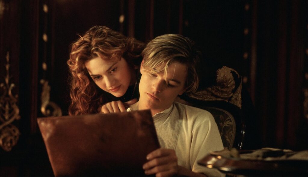 Frå Filmen Titanic (1997) då DiCaprio teiknar Croquis av Kate Winslet