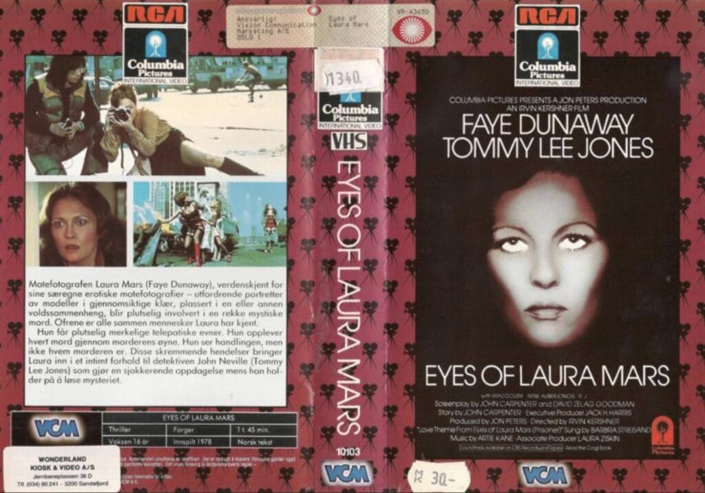 Det norske VHS coveret av Eyes of Laura Mars 1978
