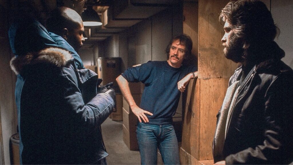 John Carpenter gir instruksar til Keith David og Kurt Russell i frå filmen The Thing (1982)