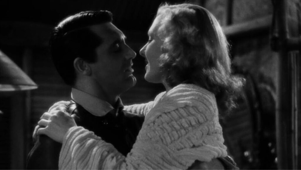 God kjemi mellom Jean Arthur og Cary Grant - frå filmen Only Angels Have Wings (1939).