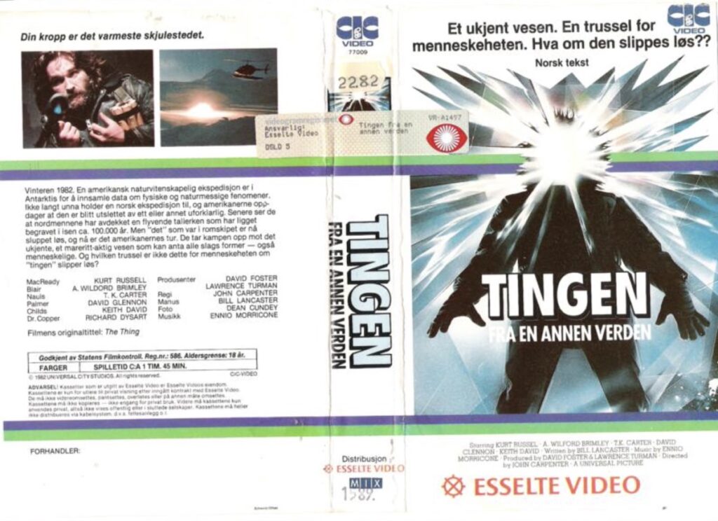 Det norske VHS-coveret av The Thing (1982)
