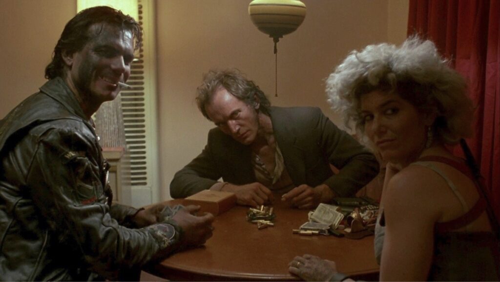 Bill Paxton, Lance Henriksen og Jenette Goldstein som onde vampyrar i filmen Near Dark.