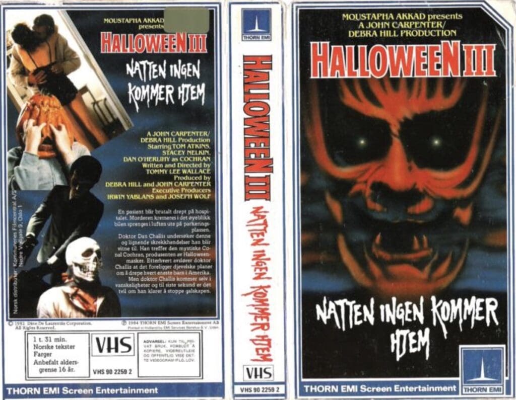 Det norske VHS coveret til Halloween III: Season of the Witch (1982).