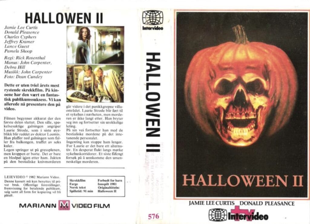 Det norske VHS coveret av Halloween II (1981)