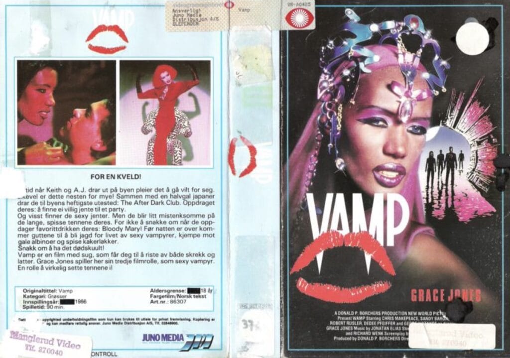 Det norske VHS coveret av fimen Vamp frå 1986 med Grace Jones.